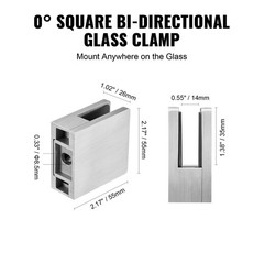 4PCS Square Glass Bracket 8-12mm 304 Stainless Steel Bi-Directional