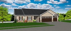 1850 Sq.Ft. Ranch house plans – 5 Bed, 4 Bath, 3 Garage, Screen Deck – PDF ONLY
