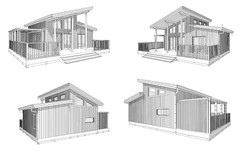 Cozy Charming Tiny House 2 Bed, 1 Bath Architectural Build Plans PDF Download