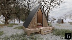80SF A-Frame Cabin House Architectural Plan 80SF , DIY Tiny House Plan