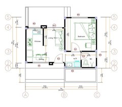 23×16 Feet Tiny House Plans 7×5 Meter One Bedroom Gable Roof PDF (A4 Hard Copy)