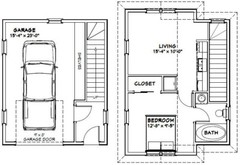 20×24 1-Car Garage — 888 sq ft — PDF Floor Plan — Model 11