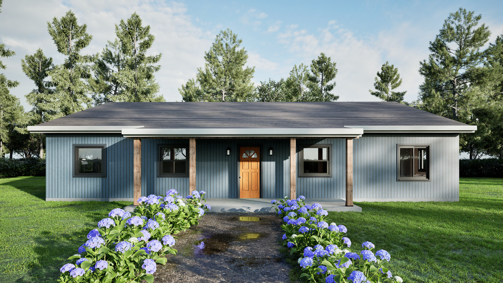 Modern American Style Farm House Plan, 55’x40’ with CAD File, Blueprint PDF