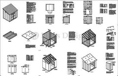 8′ x 10′ Deluxe Shed Plans Lean To #D0810L, Material List, Instructions, Drawing