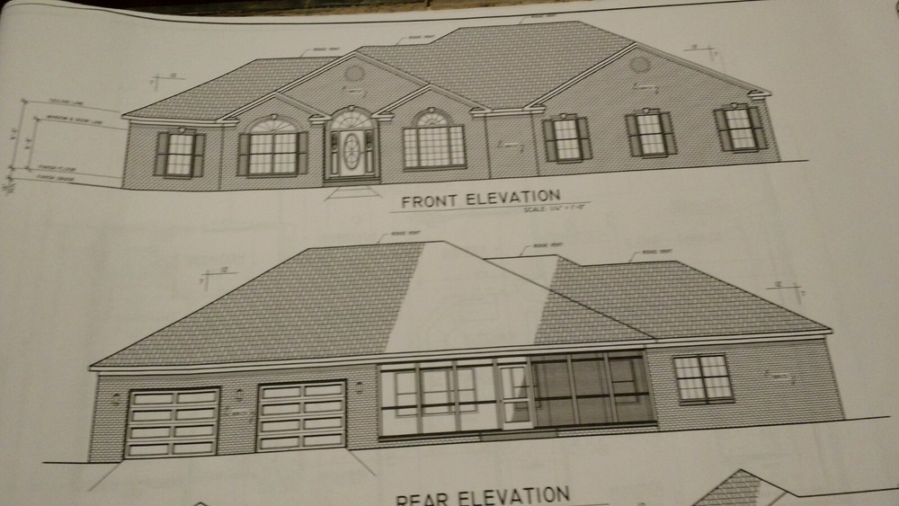 Blue Print Plan of Beautiful Ranch Style Custom Home