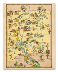 New Mexico 1935 Pictorial Map Vintage Southwest Illustrated State Map