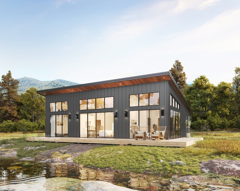 30×46 Lean Modern Cottage Custom Architectural Plans 1380SF – PDF Download