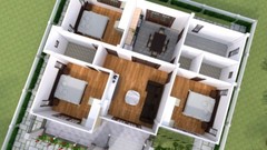 One Story House Plans 12×11 Meter 39×36 Feet 3 Beds Hip Roof (A4 Hard Copy)